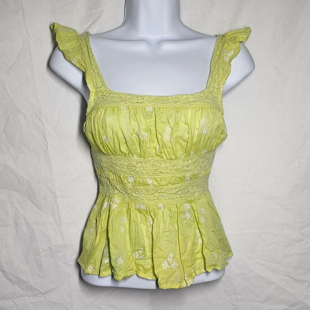 Free people lime green babydoll top